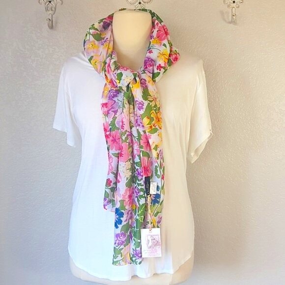 Jessica Simpson Accessories - Jessica Simpson Size 72" x 29" Rectangle Scarf Pink Multicolored Florals